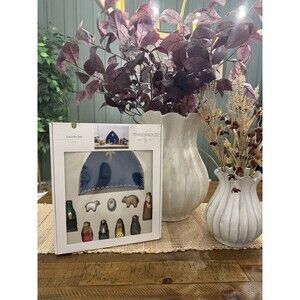 Painted Ceramic Nativity Set Christmas - Threshold NEW 2025 RARE